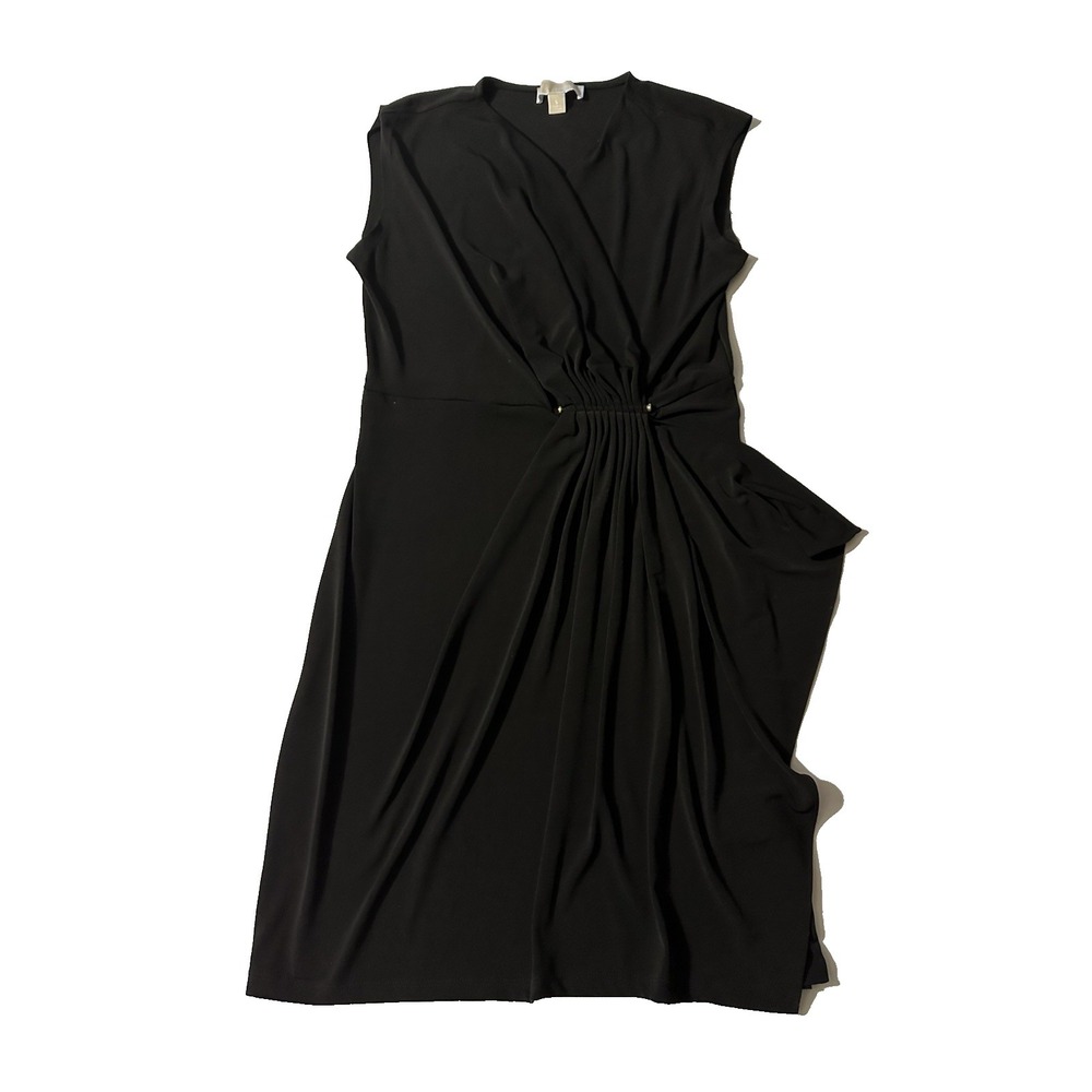MICHAEL Michael Kors Black Ruched Sheath Dress Sleeveless Stretch Size S